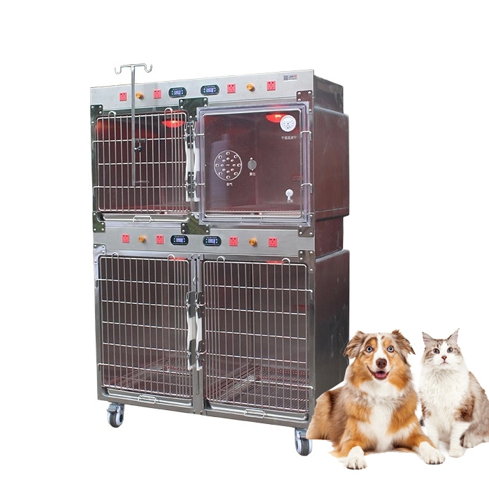 Veterinary ICU for Vet Pet Cat Kennel Therapy Infrared Lamps Warm Oxygen Cage