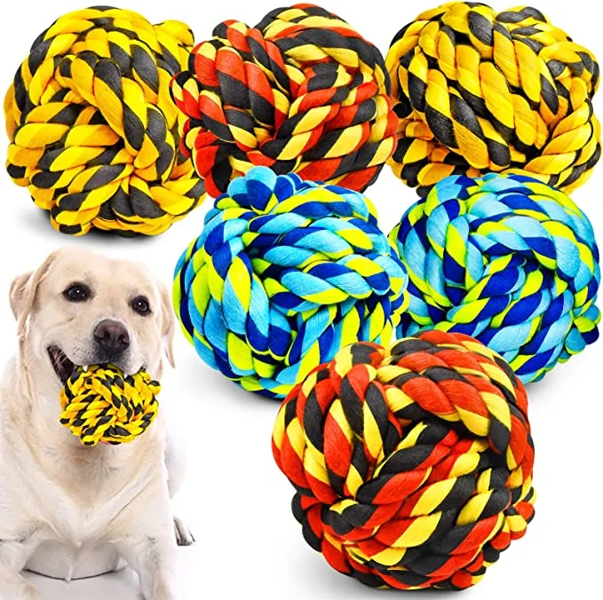 Aggressive Dog Teeth Cleaning Different Size Cotton Rope Training Ball Chewy Dog Toy