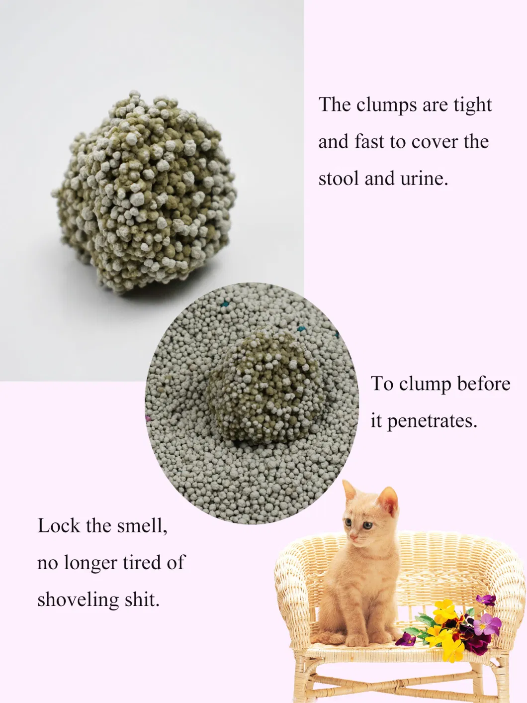 Ultra Less Dust and Strong Clump Bentonite Cat Litter/Tofu Cat Litter/ Pine Wood Cat Litter/ Silica Gel Cat Litter/Cassava Cat Litter