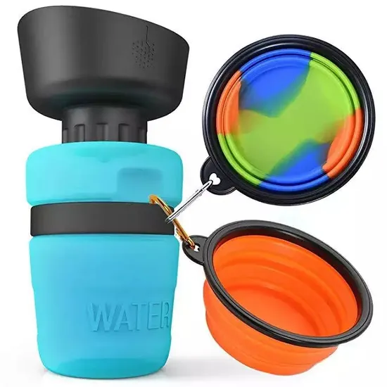 18oz/520ml Animal Feeding Drinking Cup Bowl Pet Water Dispenser Dog Water Bottle Portable Travel Bottle with Bowl