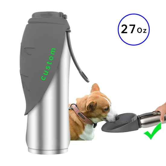 27 Oz Stainless Steel Travel Cup for Dogs Leak Proof Puppy Water Dispenser Drinking Feeder for Pet Walking, Hiking Portable Dog Water Bottle 