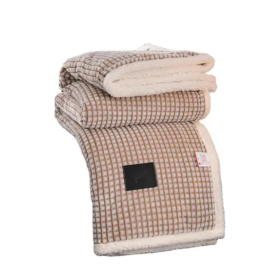 Customized Good Color Fastness Corn Grid Pet Dog Fluffy Bed Wrap Plush Snug Wool Plaid Throw Blanket 