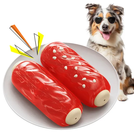Resilient Bite Resistant TPR Pork Chop Shaped Dog Tooth Grinding Chew Squeaky Toy 
