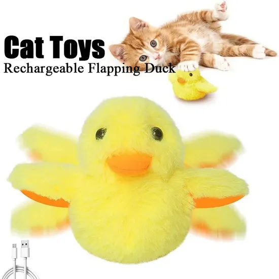 Rechargeable Flapping Duck Interactive Electric Pet Cat Plush Toys 