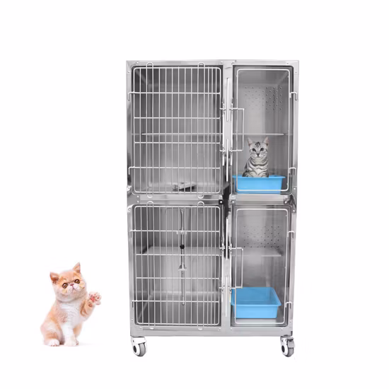 Veterinary Clinic 304 Stainless Steel Pet Cages Oxygen Door