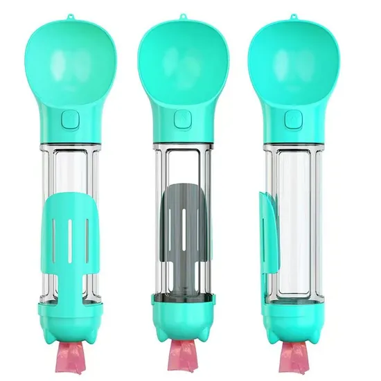 3 in 1 Portable Outdoor for Pet Traveling Hiking Walking Pet Water Dispenser Feeder Dog Water Bottle Cup with Poop Bags 